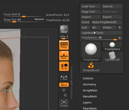 how to change dynamic perspective zbrush