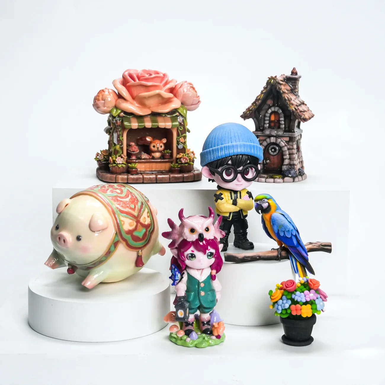 Full-color 3D printed figurines and models made on the Flashforge CJ270