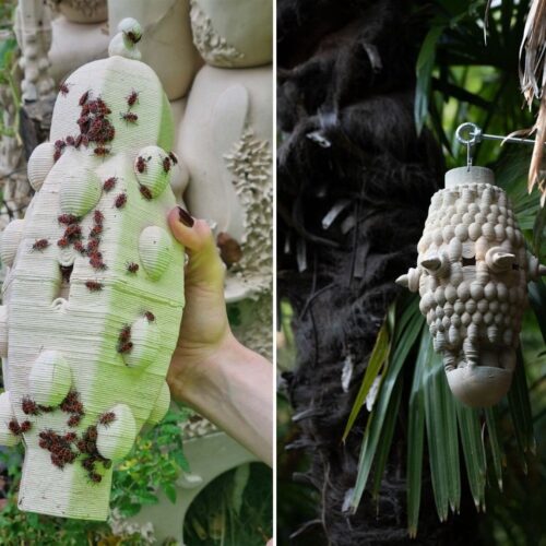 Artist 3D Prints Ceramic Homes For Insects In The Forest Inspired By Natural Habitats