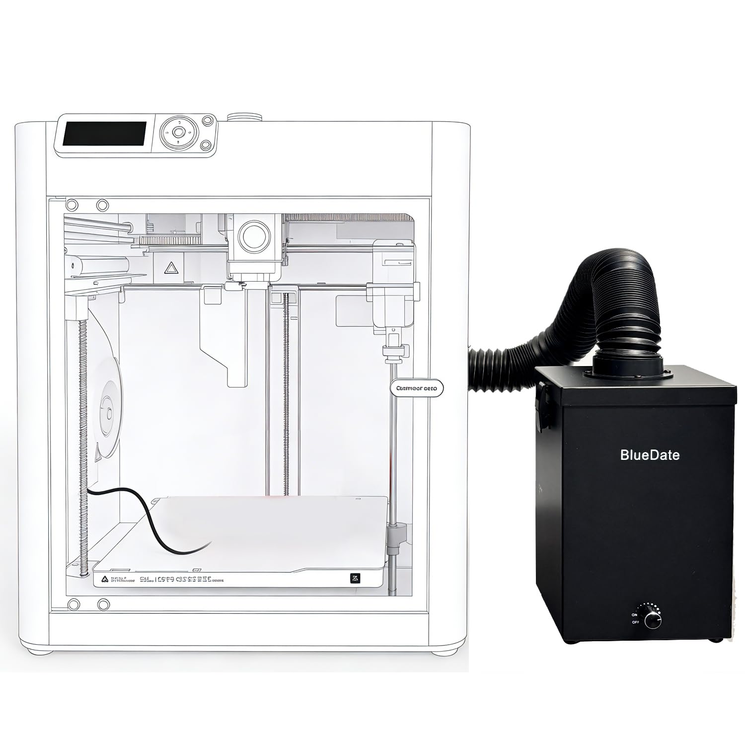 BlueDate 3D printer air purifier with HEPA and activated carbon filtration