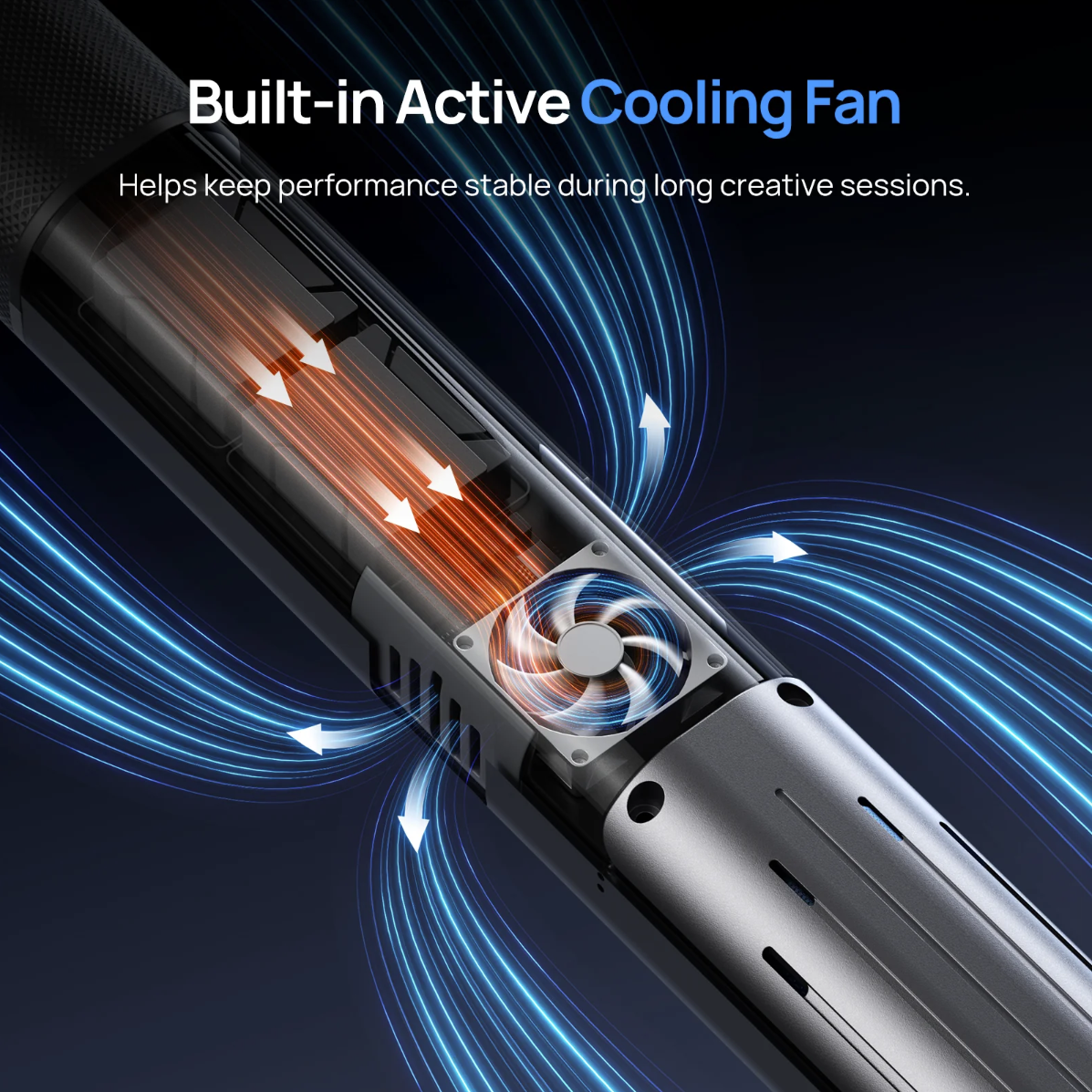 Slice 10 built-in active cooling fan and airflow