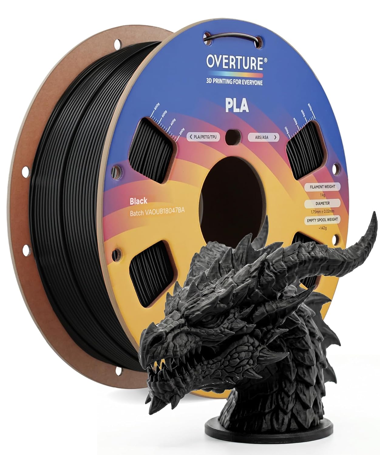 Overture PLA filament spool