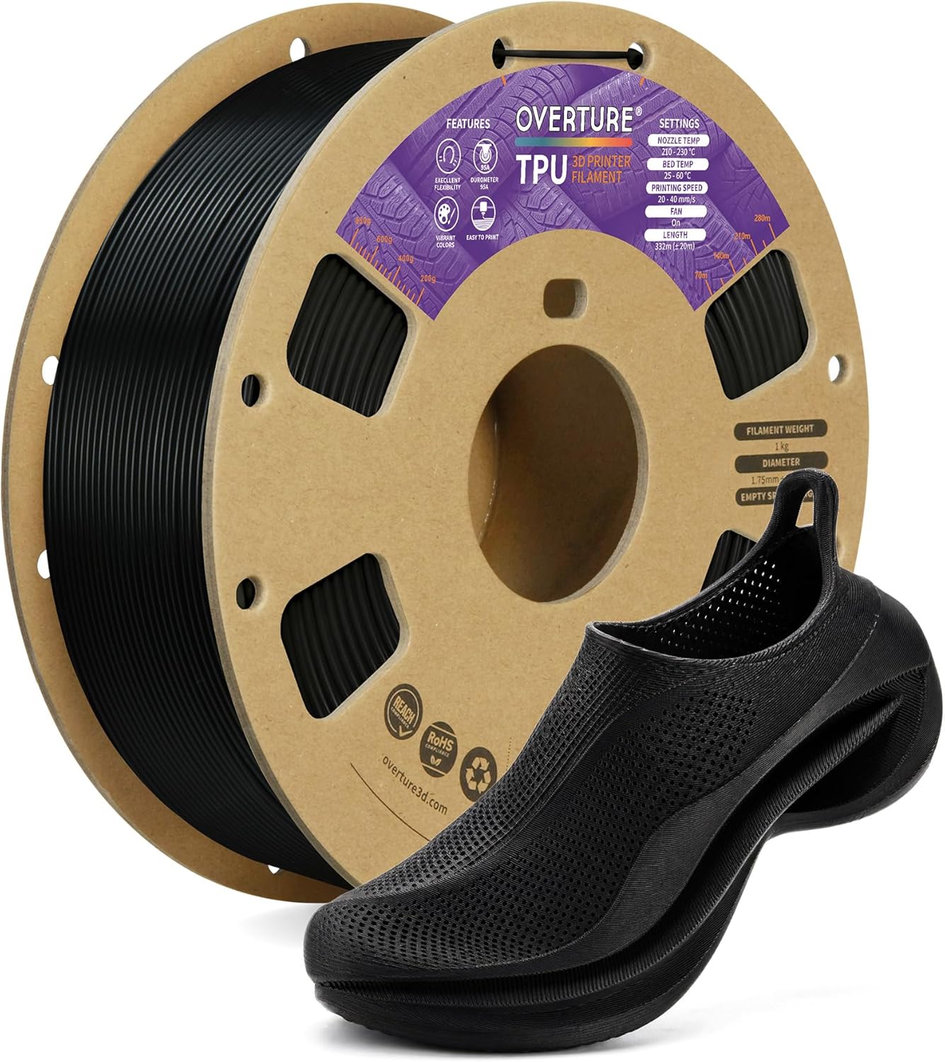 Overture TPU filament spool