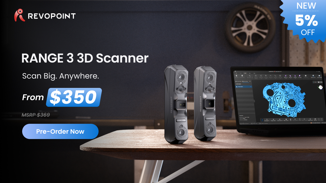 Revopoint RANGE 3 and RANGE 3 Pro handheld 3D scanners