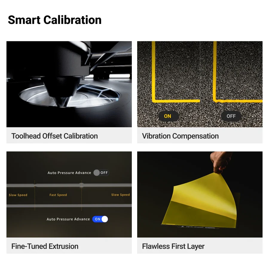 Snapmaker U1 smart calibration features including auto bed leveling and input shaping