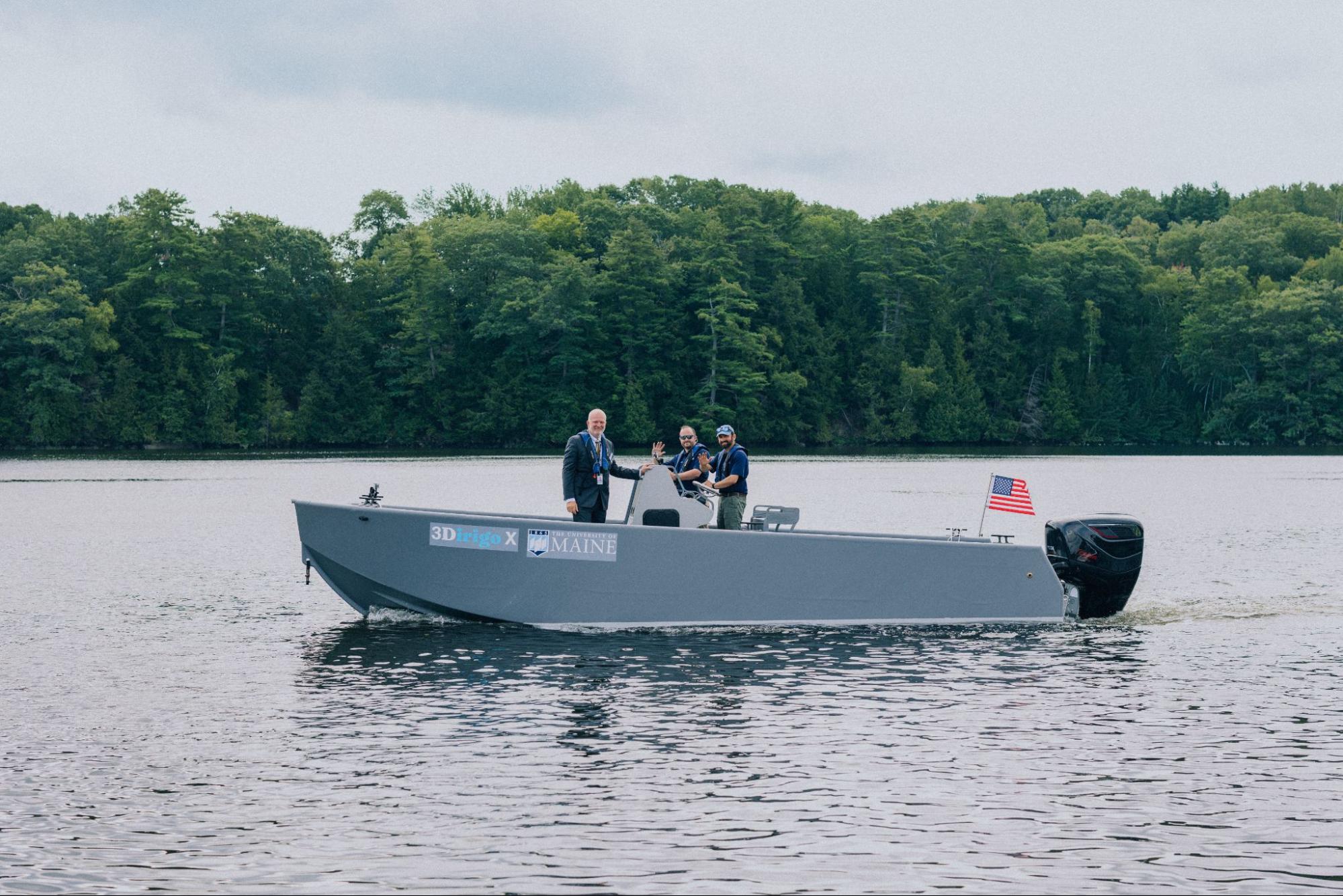 3Dirigo X 3D-printed boat during launch