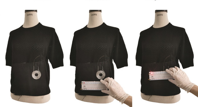 sweater with a printed fiber coil