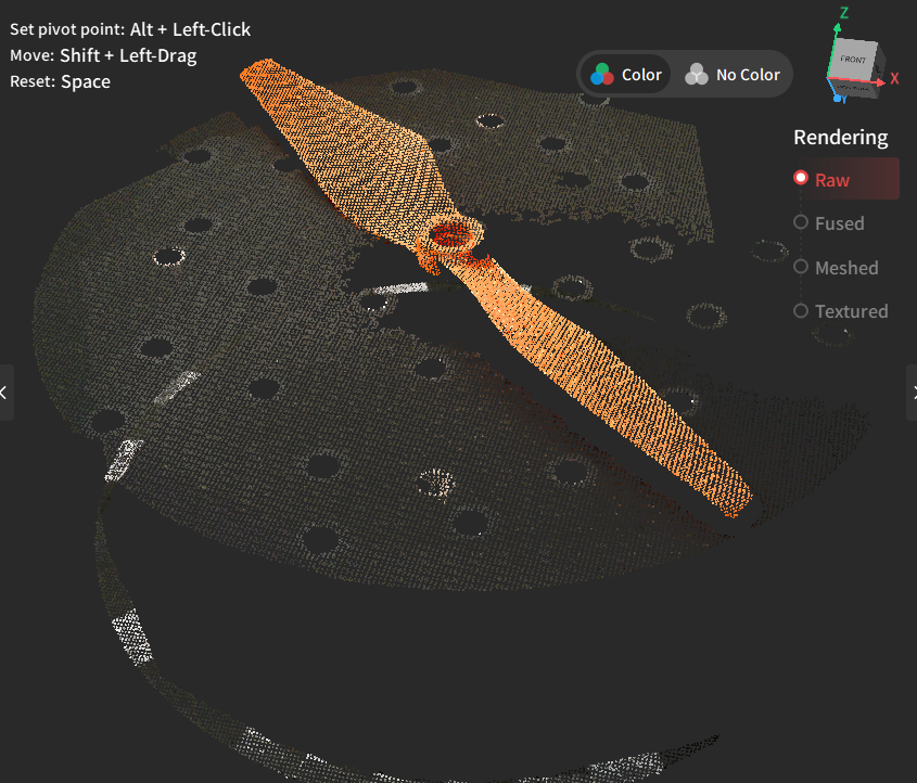 Color scan point cloud of a propeller