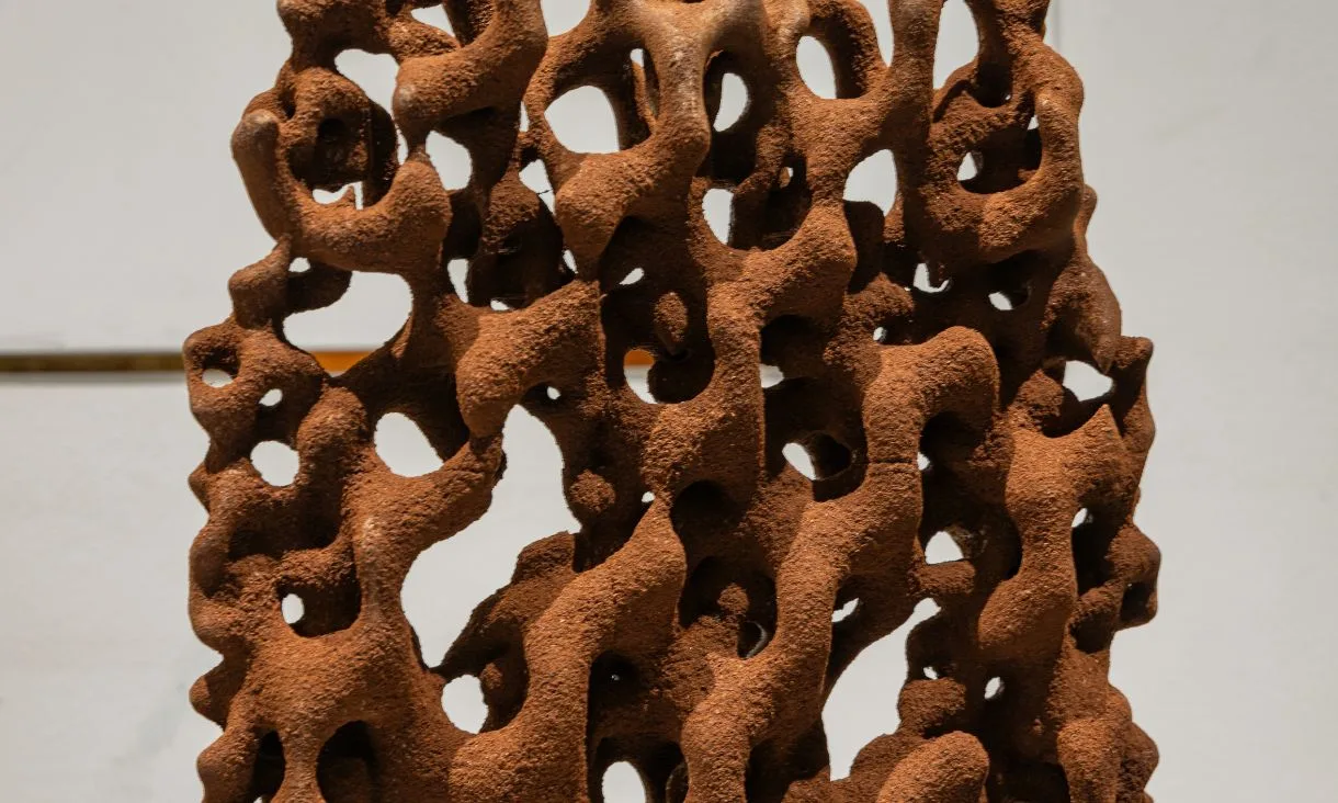 Close view of a porous brown printed form
