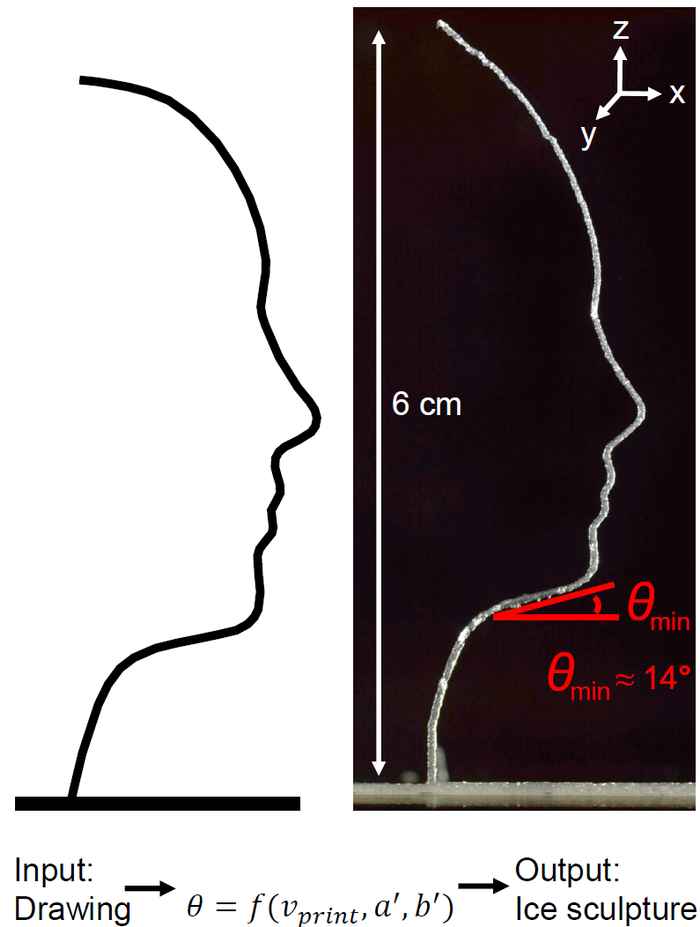 3D printed ice structure forming a human face profile